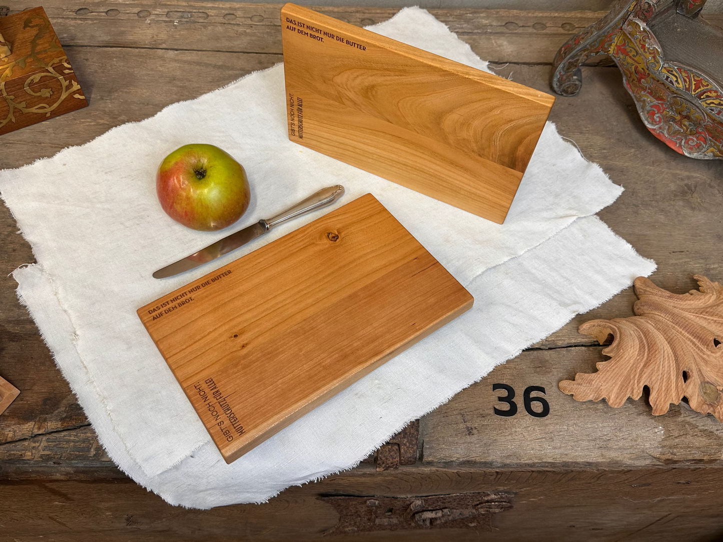 #36 Frühstücksbrett mit Gravur - Mutterschutz - Kirsche