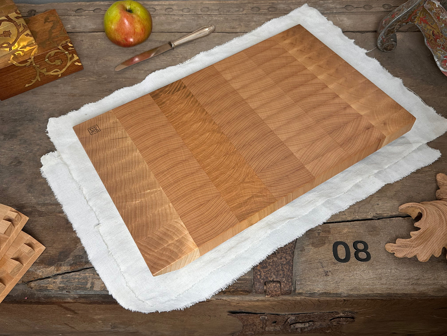 #08 Hirnholzschneidebrett ohne Gravur - Buche und Esche