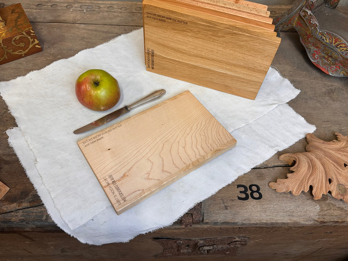 Frühstücksbrett, holz, Bettchen, Ahorn